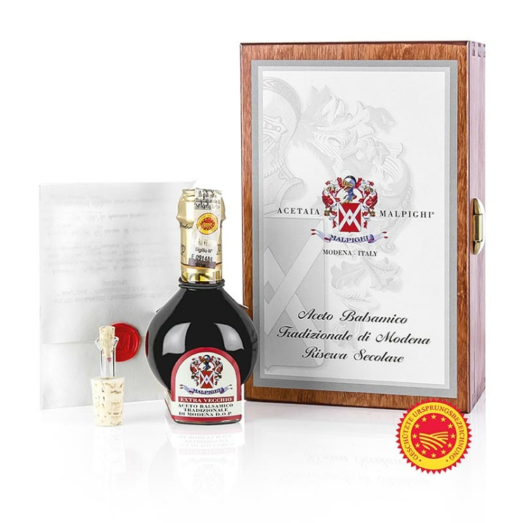 Aceto Balsamico Tradizionale di Modena DOP/g.U., Riserva Secolare, 100 Jahre gereift, Malpighi, 100 ml
