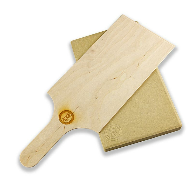BEEFER Pizzastein mit Holzschieber, 1 Stück