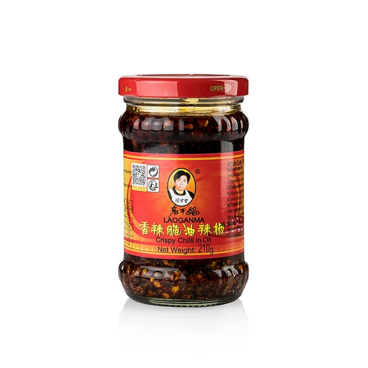 Crispy Chili Oil mit kunsprigen Zwiebeln, Lao Gan Ma, 210 g