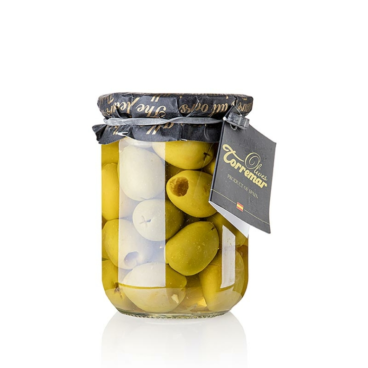 Grüne Gordal Oliven ohne Kern in Salzlake, Torremar