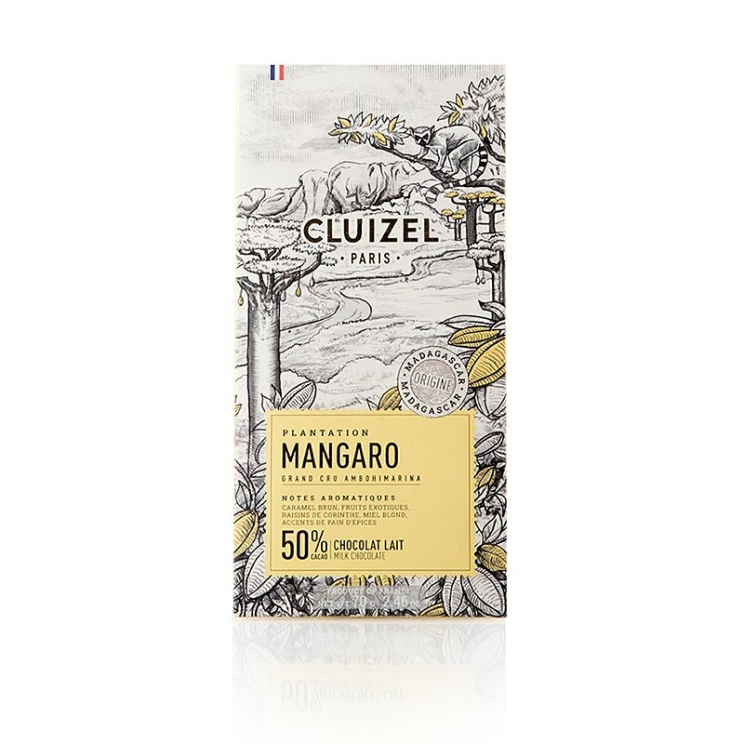 Plantagenschokoladentafel Mangaro Milchschokolade mind. 50 % Kakaoanteil,Manufacture CLUIZEL, Frankreich, 70 g