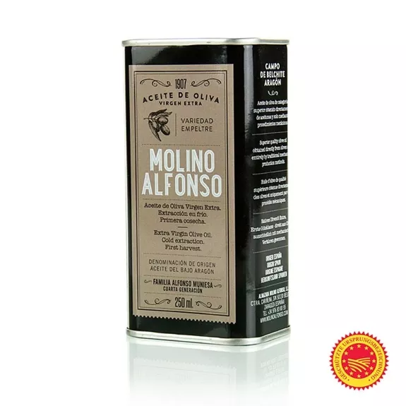 Molino Alfonso "Bajo Aragon DOP/g.U.", 100 % Empeltre
					Natives Oliven&ouml;l Extra, Spanien, 250 ml
				