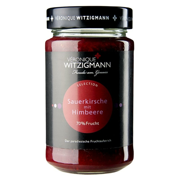 Sauerkirsche mit Himbeere
					Fruchtaufstrich, 70 % Frucht, V&eacute;ronique Witzigmann, 225 g
				