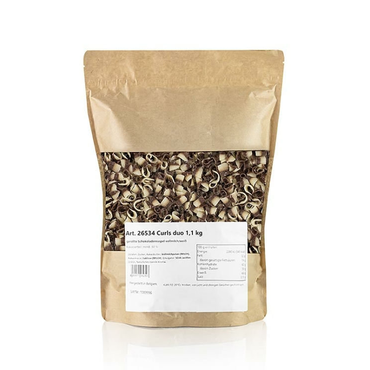 Schokoladenraspel gerollt  Weiße- & Vollmilchschokolade, 1,1 kg