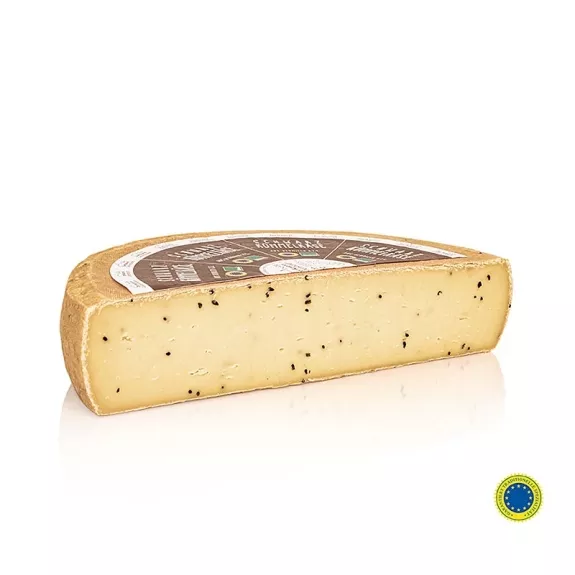 Schwarzk&uuml;mmelk&auml;se
					halbfester Schnittk&auml;se, halber Laib, BIO, 1,5 kg
				