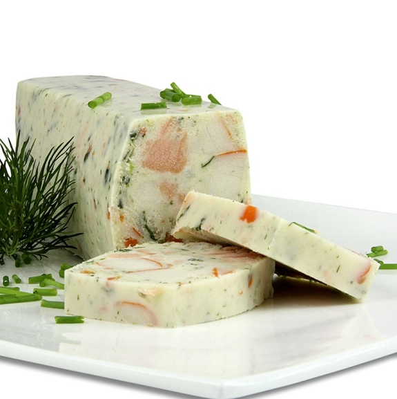 Terrine von Edelfisch
					mit Lachs, Zander, Heilbutt, Surimi & Hechtfilet, 1 kg
				