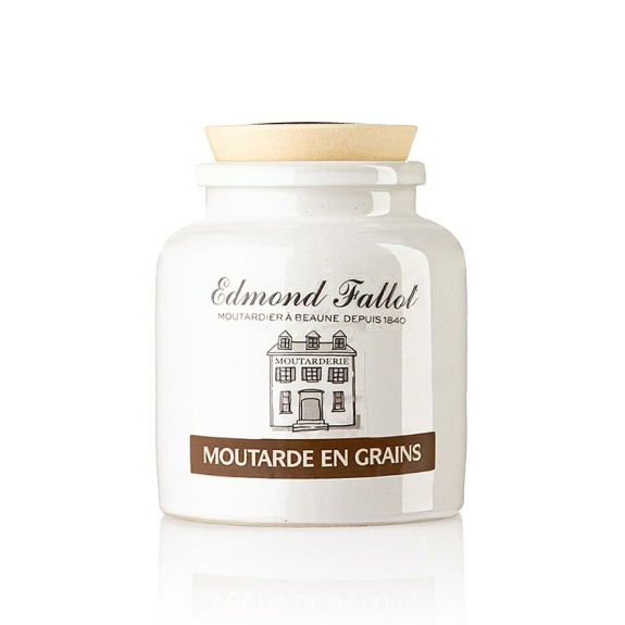 Grober Senf mit Wei&szlig;wein"Moutarde en grains"
					im Steinkrug, Fallot, 235 ml
				