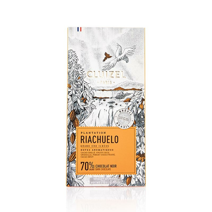 Plantagenschokoladentafel Riachuelo Dunkle Schokolade mind. 70 % Kakaoanteil, Manufacture CLUIZEL, Frankreich, 70 g