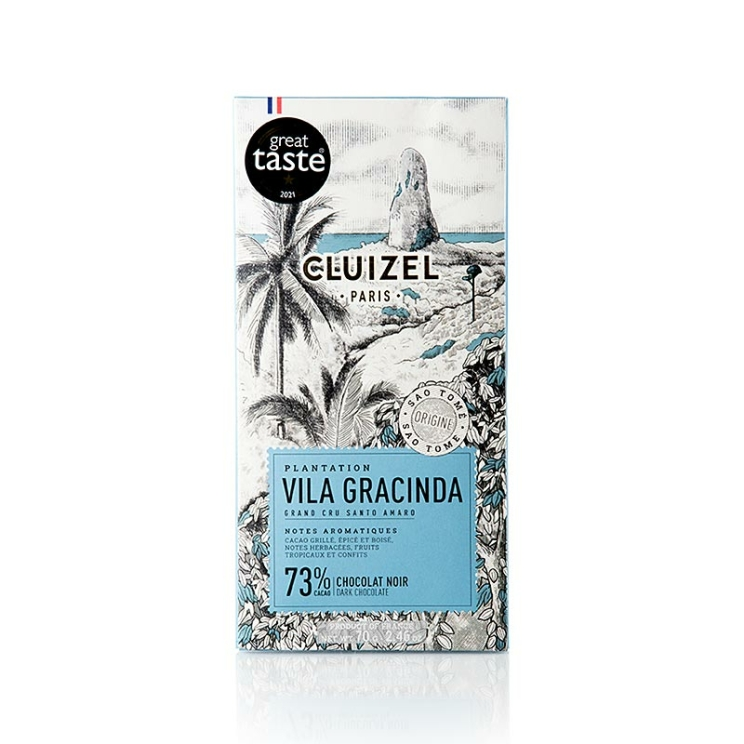 Plantagenschokoladentafel Vila Gracinda Dunkle Schokolade mind. 70 % Kakaoanteil, Manufacture CLUIZEL, Frankreich, 70 g