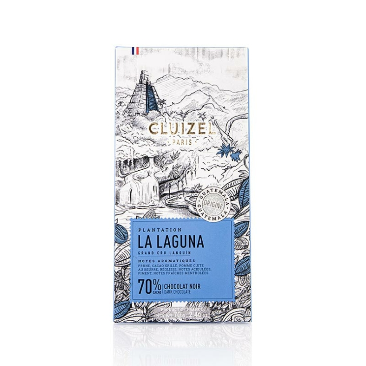 Plantagenschokoladentafel La Laguna Zartbitterschokolade mind. 70 % Kakaoanteil, Manufacture CLUIZEL, Frankreich, 70 g