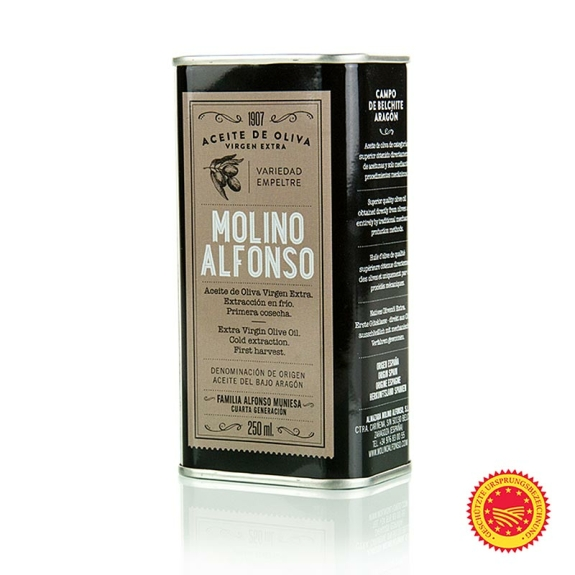 Molino Alfonso "Bajo Aragon DOP/g.U.", 100 % Empeltre
					Natives Oliven&ouml;l Extra, Spanien, 250 ml
				
