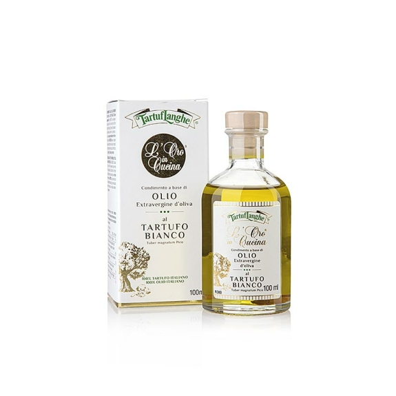 Natives Oliven&ouml;l Extra L&acute;Oro in Cucina mit wei&szlig;em Tr&uuml;ffel & Aroma
					Tr&uuml;ffel&ouml;l, Italien, Tartuflanghe, 100 ml
				