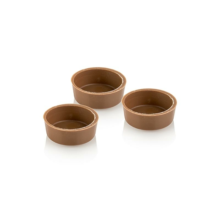 Runde Pralinenschalen Vollmilchschokolade Läderach, ø 26/29x10mm, 616 Stück