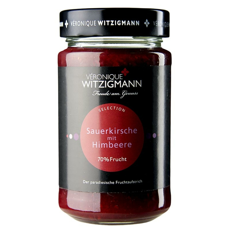 Sauerkirsche mit Himbeere Fruchtaufstrich, 70 % Frucht, Véronique Witzigmann, 225 g