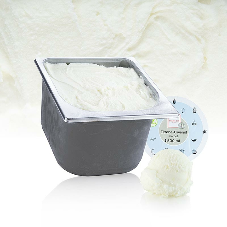 Zitronen-Olivenöl-Sorbet vegan, Creme Eis, 2,5 l